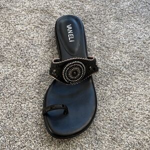 Vaneli Black and Silver Beaded Sandals
